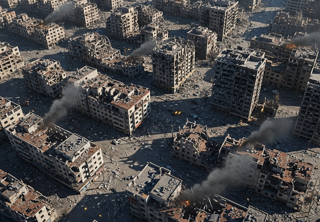 Ville détruite par les bombardements